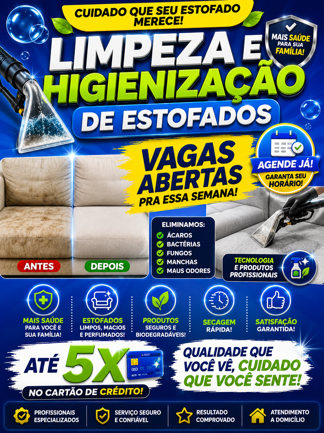Limpeza e higienizaÃ§Ã£o profissional de estofados